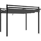 vidaXL Prieel met uittrekbaar dak 3x3 m aluminium antracietkleurig
