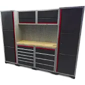 HBM professional deluxe modulair werkplaatssysteem, 9-delig, zwart rood