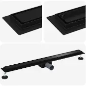 vidaXL 2 in 1 Doucheafvoer Zwart 90 cm Roestvrij staal 304