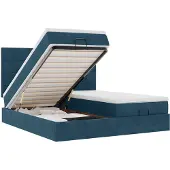 vidaXL Bed poef met matrassen en leds 200x200 cm fluweel donkerblauw