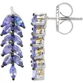 Cavill - Zilveren Oorbellen - 925 Sterling Zilver met Palladium - 22 Marquise Tanzanieten 1 723 ct - Elegant Design - Blauw Accent - 20 mm