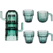 Alpina Cactusvormige drinkglazen - stapelbaar - 240 ml - set van 4 - groen