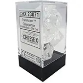 Chessex Rollenspel Set van 7 transparante en witte dobbelstenen