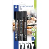 Staedtler Lumocolor 60 BK Permanent marker Zwart Watervast: Ja