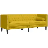 vidaXL Driezitsbank Chesterfield-stijl met bolsters fluweel geel