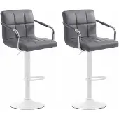 CLP Set van 2 barkrukken Lucy V2, in hoogte verstelbaar en draaibaar | Kleur: grijs, frame: wit