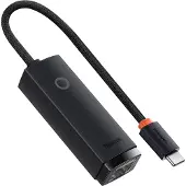 Baseus Lite Series Ethernet-adapter Type-C naar RJ45 LAN-poort (1000 Mbps) Zwart