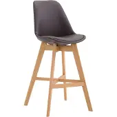 CLP Set van 2 barkrukken Cannes, bekleed met kunstleer, met rugleuning en voetsteun | Kleur: bruin | Frame: naturel