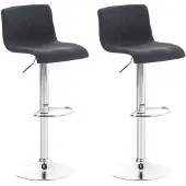 CLP Set van 2 barkrukken "Hover", bekleed met stof, in hoogte verstelbaar en draaibaar | Kleur: donkergrijs, frame: chroom