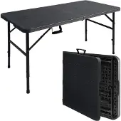 LifeGoods Inklapbare Tafel - 124x61,5 cm - Stevige Klaptafel - Weerbestendig - Inklapbare eettafel - Campingtafel - Vouwtafel voor Binnen en Buiten - Zwart houtnerf