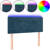 vidaXL Hoofdbord LED 80x5x78/88 cm fluweel donkerblauw