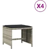 vidaXL Tuinkrukken 4 st met kussens 41x41x36 cm poly rattan lichtgrijs