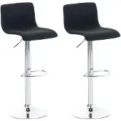 CLP Set van 2 barkrukken "Hover", bekleed met stof, in hoogte verstelbaar en draaibaar | Kleur: zwart, frame: chroom