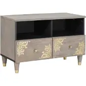vidaXL TV Kast met lade Grijs 70 x 33 x 46 cm Massief Mango Hout