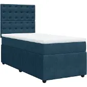 vidaXL Boxspring met matras fluweel donkerblauw 90x200 cm