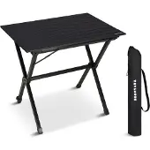 TRVLMORE Campingtafel - 80x58x71 cm - Lichtgewicht met Aluminium Frame - Vouwtafel Verstelbaar - Kampeertafel - Klaptafel - Zwart