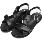 Ara - 1253606 ELBA-S - Platte sandalenDames Sandalen - Kleur: Zwart - Maat: 42
