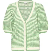 Ichi Gebreid vest 'IHArdina' crème / groen