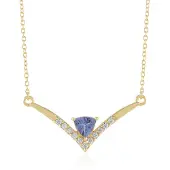 Cavill - Zilveren Halsketting - 925 Sterling Zilver Verguld - Onverhitte Tanzaniet 0,57 ct Trilliant - Blauwpaarse Luxe Sieraad