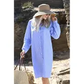 Ringella Zomers katoenen doorknoopnachthemd blauw | Maat 46