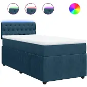 vidaXL Boxspring met matras fluweel blauw 90x200 cm