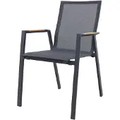 Van der Garde Tuinmeubelen Atmos stapelbare tuinstoel met teak armleuning - Antraciet