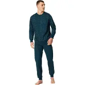 Schiesser groen lange pyjama normale fit met print
