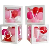 Amscan letterkubus Love 30 cm papier wit/transparant 4 stuks