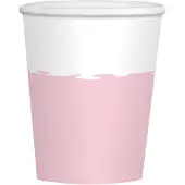 Amscan RIETHMULLER - 8 roze en witte kartonnen bekers 250 ml voor babyshower