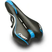 Voltano Sport Fietszadel – Zwart / Blauw - Gel - Trekking Zadel