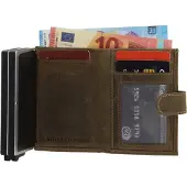 Hide & Stitches Idaho Safety Wallet Unisex - Pasjeshouder voor 5 t/m 8 pasjes - Portemonnee van 100% Leder - Olijfgroen