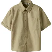 Name it KIDS regular casual overhemd grijsgroen Jongens Katoen Button down - maat 122/128