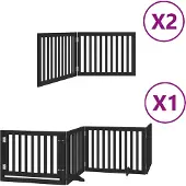 vidaXL Hondenhek inklapbaar 8 panelen 640 cm populierenhout zwart
