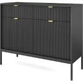 Selsey Dressoir Louis 2 deurs 2 lades | spaanplaat zwart 104x83x39 cm dressoirs | NADUVI