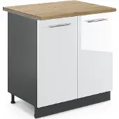Vicco Wastafelkast Fame-Line Wit Hoogglans 80 cm , WB Eik, Model 46688