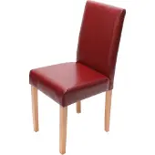 MCW Littau eetkamerstoel, keukenstoel, kunstleer ~ rood, lichtgekleurde poten