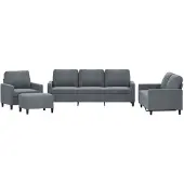 vidaXL 4-delige Loungeset met kussens fluweel donkergrijs