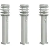 vidaXL Buitenvloerlampen 3 st met sensors 60 cm roestvrijstaal zilver