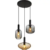 Globo Lighting Hanglamp Valletta met gekleurd glas 3-lichts
