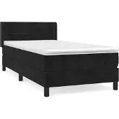 vidaXL Boxspring met matras fluweel zwart 90x200 cm