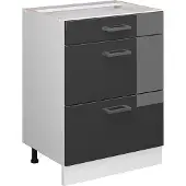 Vicco Keukenonderkast R-Line Antraciet Hoogglans 60 cm met laden, zonder werkblad, Model 37718