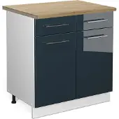 Vicco Fame-Line Keukenkasten – 80 cm, WB Eik Donkerblauw hoogglans