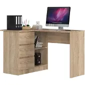 Akord Hoekbureau Links B16 / Computerbureau / Computer Tafel / Bureautafel Rechts / Sonoma Eik / 124 x 77 x 85 cm