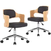 vidaXL Eetkamerstoelen draaibaar 2 st gebogen hout en kunstleer zwart