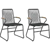 vidaXL Tuinstoelen 2 st 58x59x85,5 cm PVC-rattan zwart