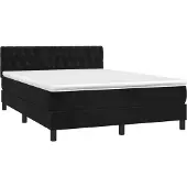 vidaXL Boxspring met matras fluweel zwart 140x200 cm