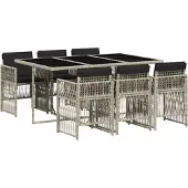 vidaXL 7-delige Tuinset met kussens poly rattan grijs