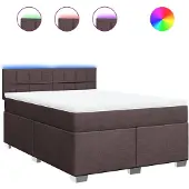 vidaXL Boxspring met matras stof donkerbruin 140x190 cm