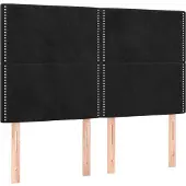 vidaXL Hoofdbord zwart 144x5x118/128 cm fluweel
