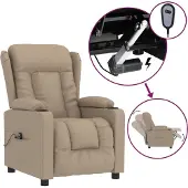 vidaXL Fauteuil verstelbaar elektrisch kunstleer cappuccinokleurig